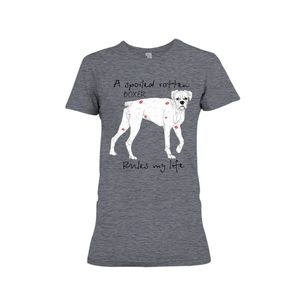 Dog ~ A Spoiled Rotten Boxer Rule My Life ~ White Gray Text Fitted Tee Tshirt XL
